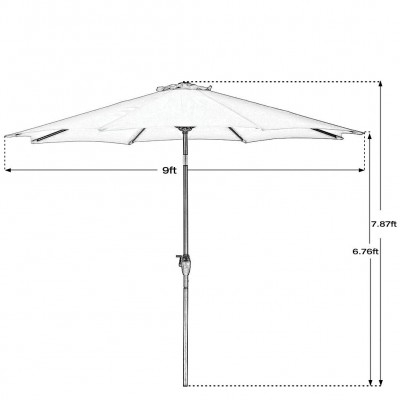 Grand patio 9 Feet Patio Umbrella, Outdoor Market Umbrella with Push Button Tilt and Crank, 6 Ribs, Brown   566075187